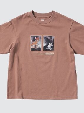 Uniqlo Brown Graphic Bambi & Thumper Short Sleeve Tee
